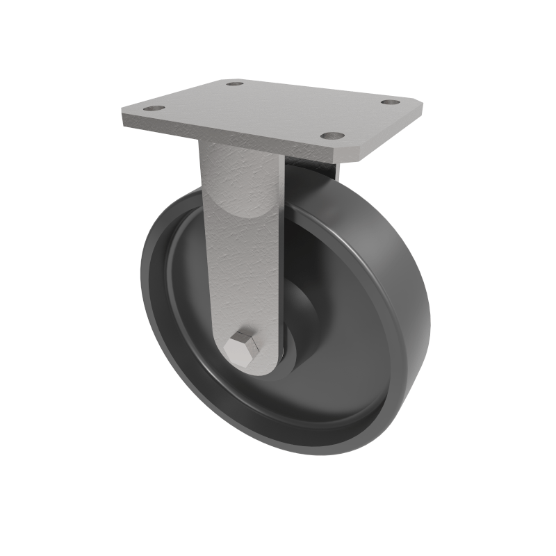 Elastic Rubber Cast Iron Plate Fixed Castor 200mm 450kg Load