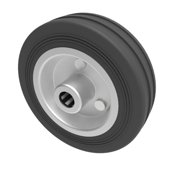 Black Rubber Pressed Steel 100mm Roller Bearing Wheel 70kg Load