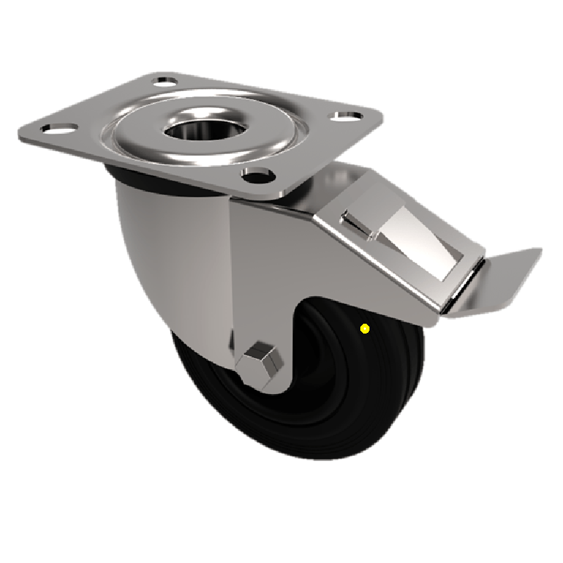 Electrically Conductive Rubber Plate Swivel Castor Brake 160mm 350kg