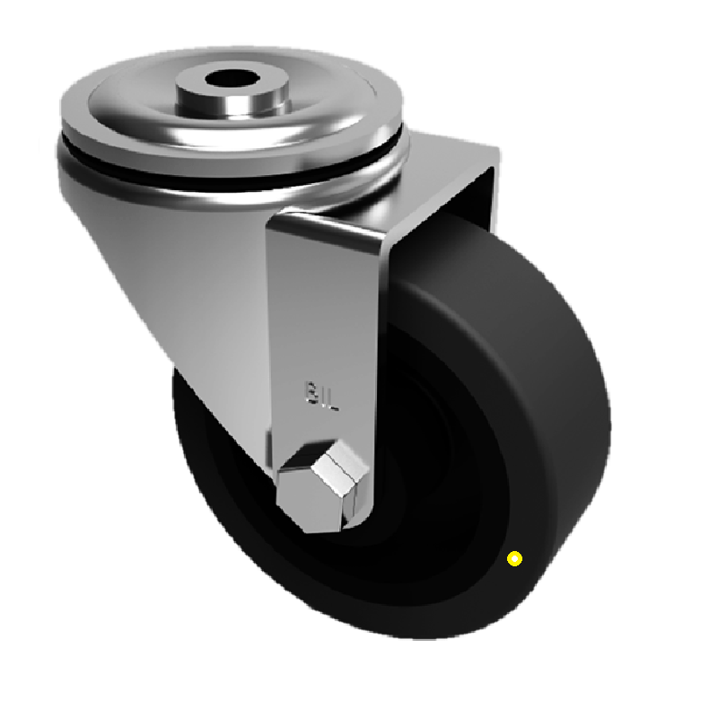 Electrically Conductive Rubber Bolt Hole Swivel Castor 100mm 150kg Load