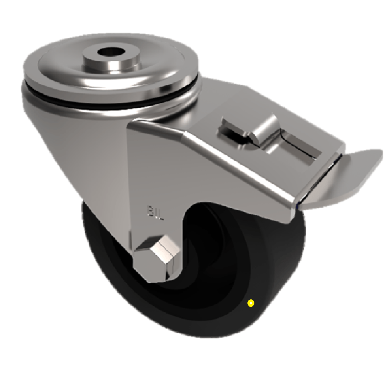 Electrically Conductive Rubber Bolt Hole Swivel Castor Brake 80mm 100kg