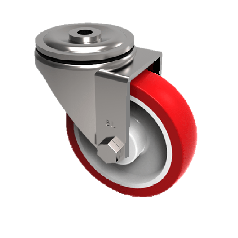 Polyurethane Nylon Bolt Hole Swivel Castor 80mm 210kg Load