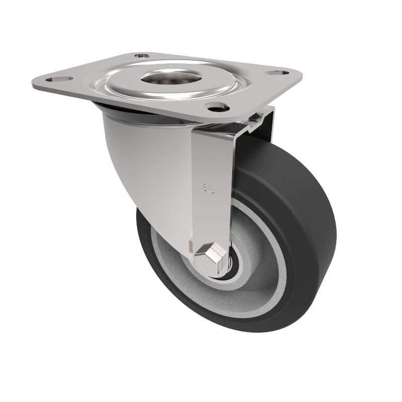 Elastic Rubber on Aluminium Plate Swivel Castor 100mm 180kg Load
