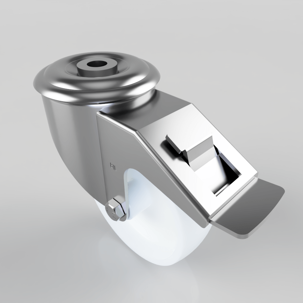 Nylon Bolt Hole Swivel Castor Brake 100mm 180kg Load