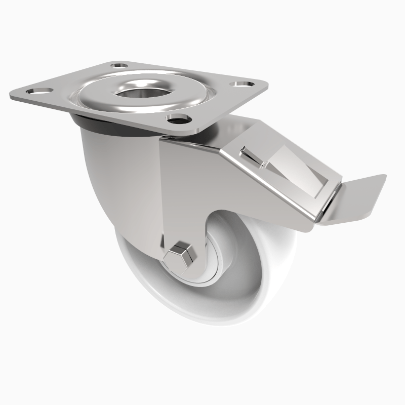 Nylon Plate Swivel Castor Brake 100mm 180kg Load
