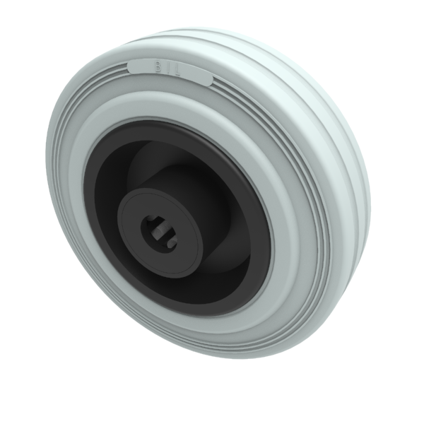 Grey Rubber Polypropylene 100mm Roller Bearing Wheel 70kg Load