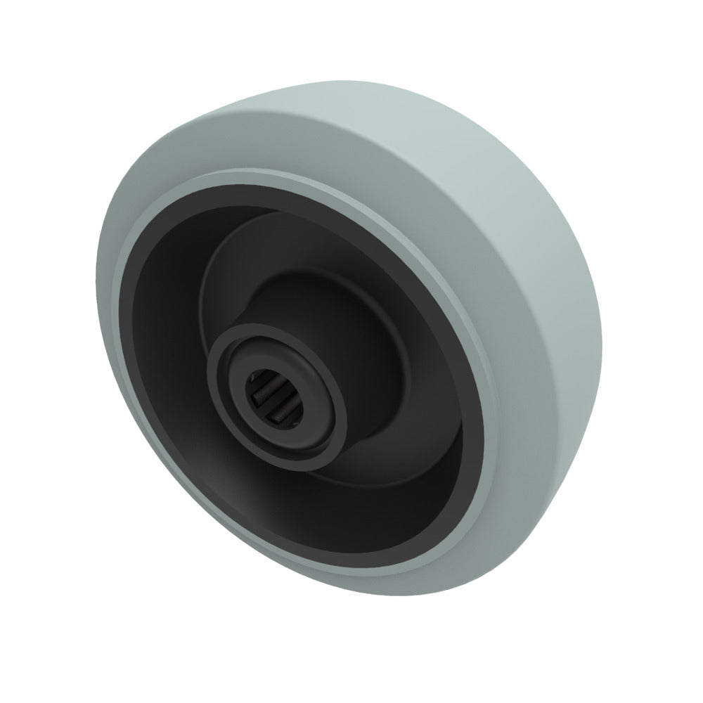 Grey Elastic Rubber 65shore A 100mm Roller Bearing Wheel 200kg Load