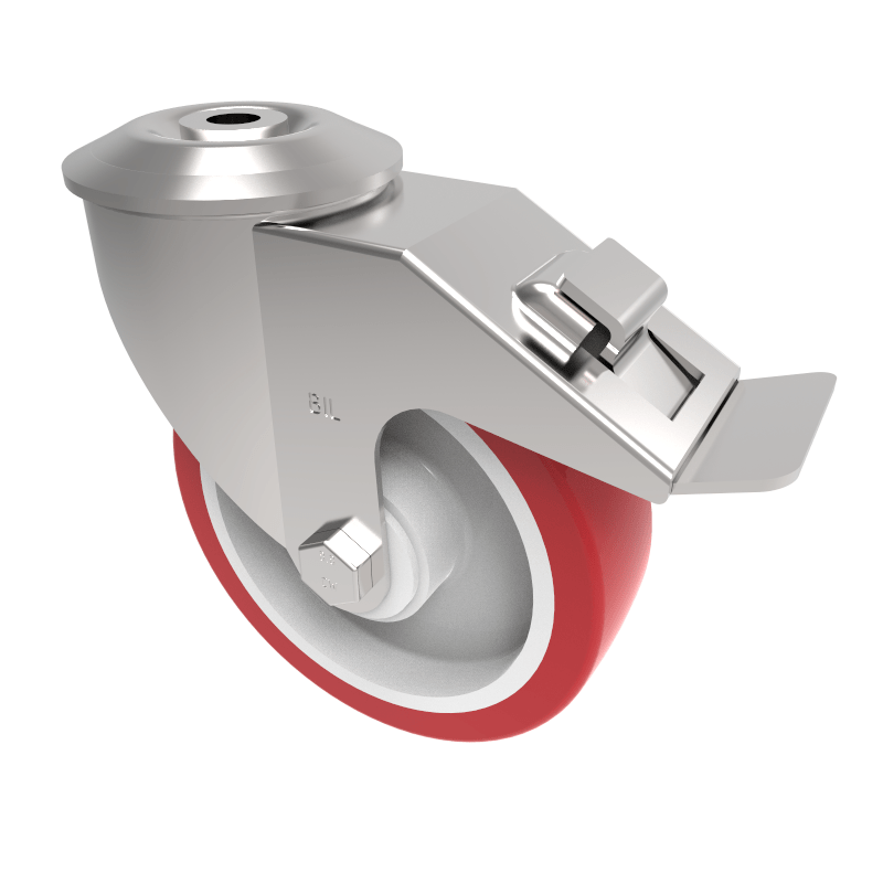 Polyurethane Nylon Bolt Hole Swivel Castor 125mm 200kg Load