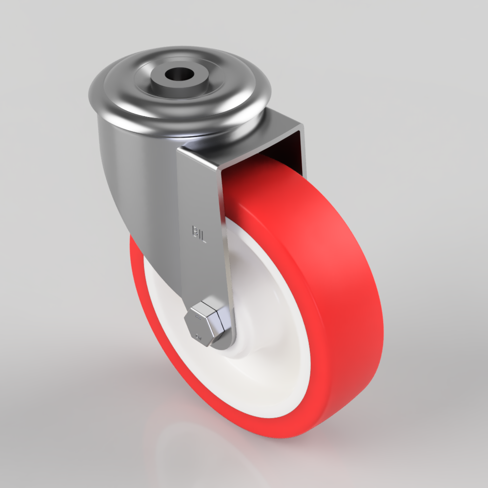 Polyurethane Nylon Bolt Hole Swivel Castor 125mm 200kg Load