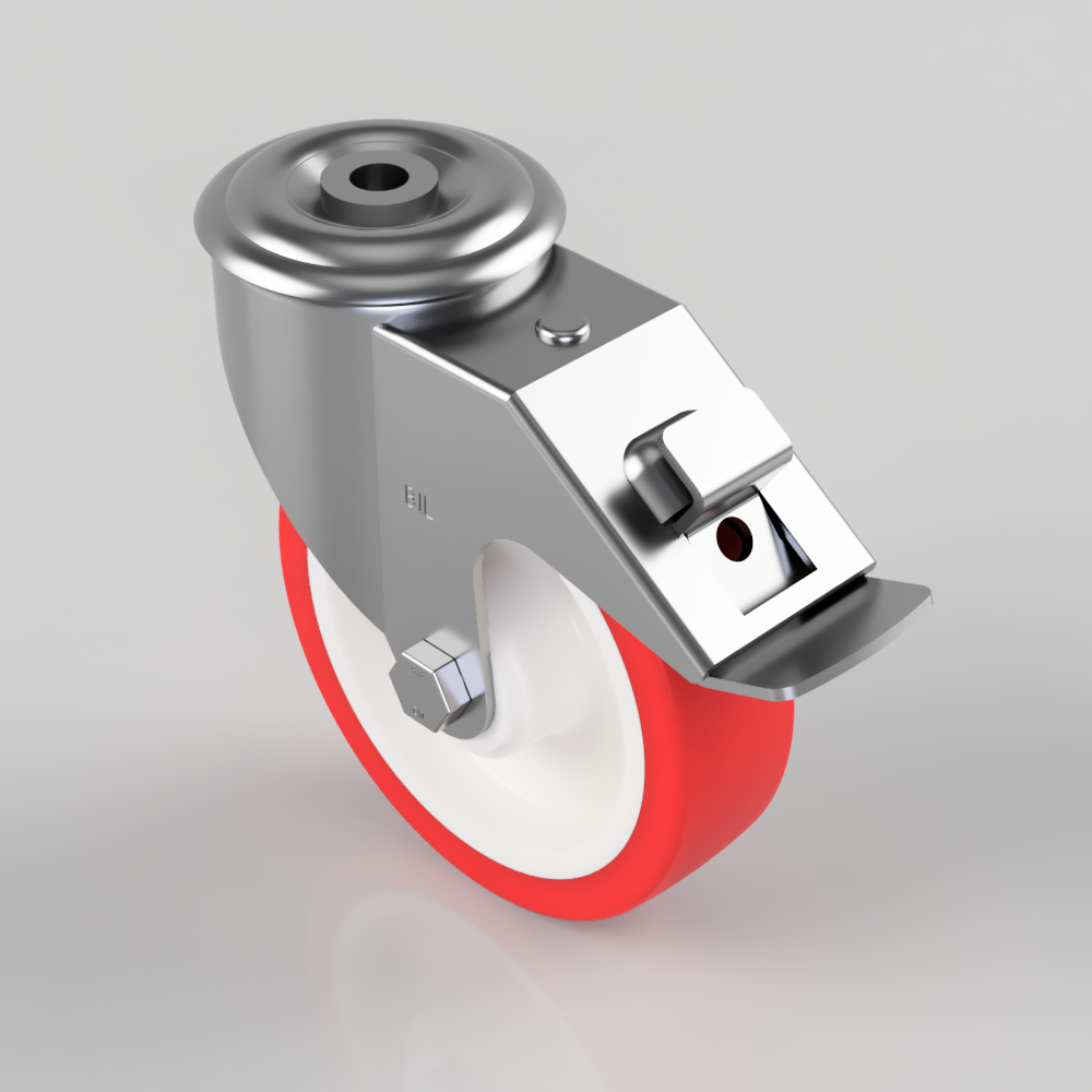Polyurethane Nylon Bolt Hole Swivel Castor Brake 125mm 200kg Load