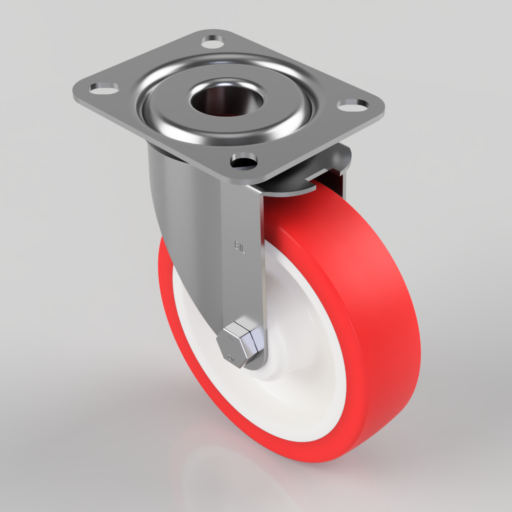 Polyurethane Nylon Plate Swivel Castor 125mm 200kg Load