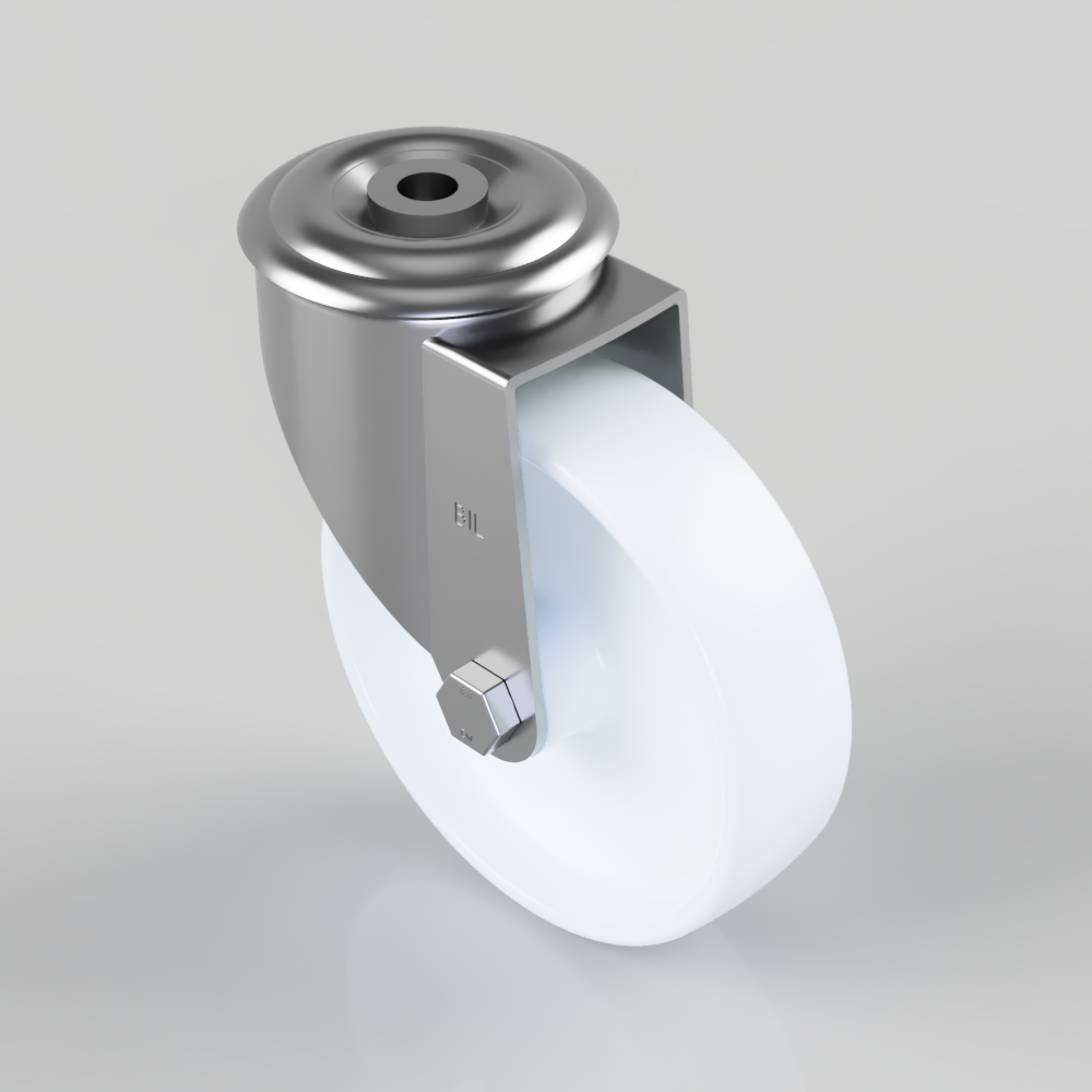 Nylon Bolt Hole Swivel Castor 125mm 200kg Load