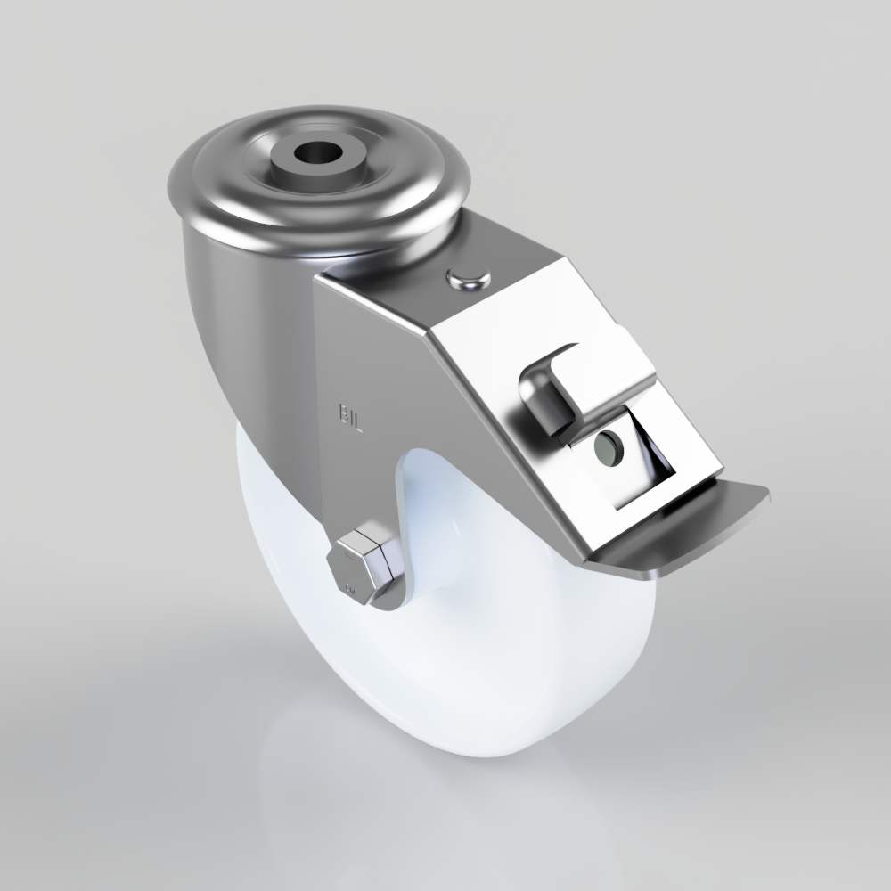 Nylon Bolt Hole Swivel Castor Brake 125mm 200kg Load