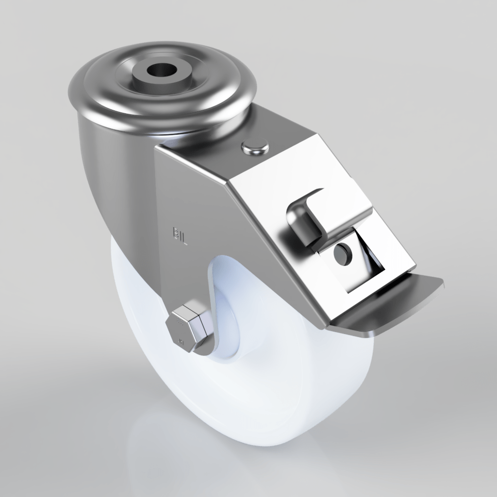 Nylon Bolt Hole Swivel Castor 125mm 200kg Load