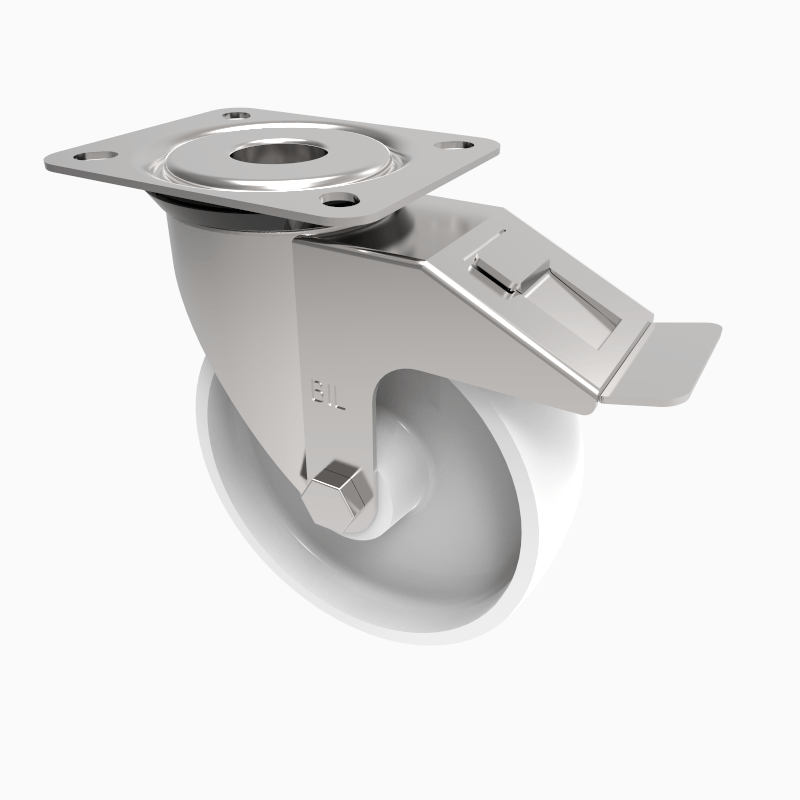 Polypropylene Plate Swivel Castor Brake 125mm 140kg Load