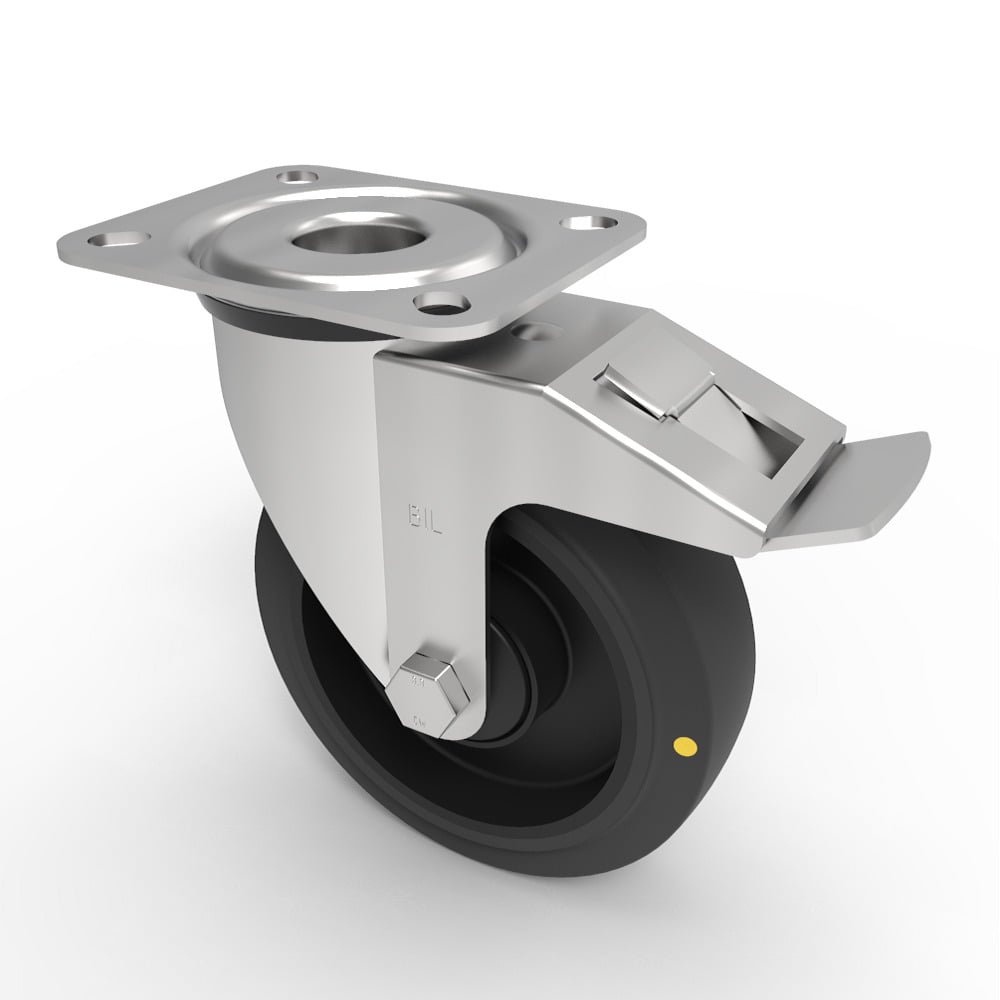 Electrically Conductive Rubber Plate Swivel Castor Brake 125mm 200kg