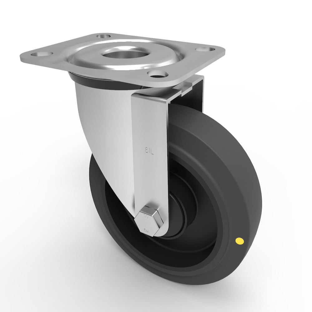 Electrically Conductive Rubber Plate Swivel Castor 125mm 200kg Load