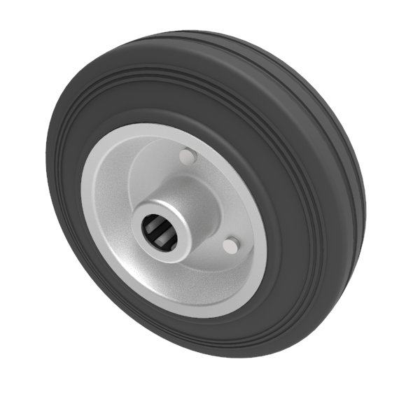 Black Rubber Pressed Steel 125mm Roller Bearing Wheel 90kg Load