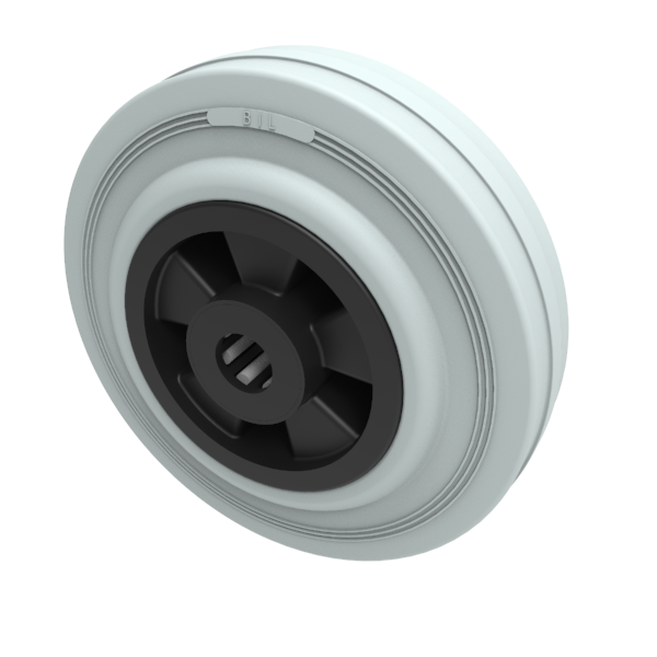 Grey Rubber Polypropylene 125mm Roller Bearing Wheel 90kg Load