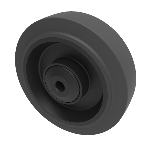 Black Elastic Rubber 65shore A 125mm Ball Bearing Wheel 250kg Load