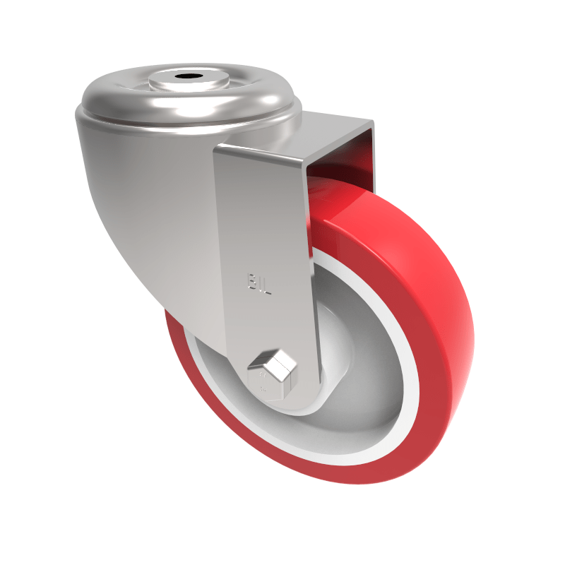 Polyurethane Nylon Bolt Hole Swivel Castor 150mm 350kg Load