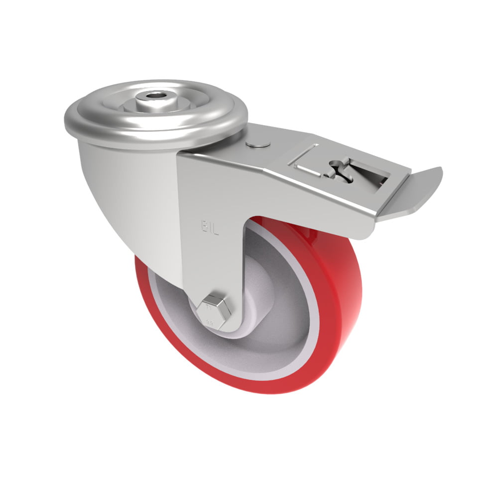 Polyurethane Nylon Bolt Hole Swivel Castor Brake 150mm 350kg Load