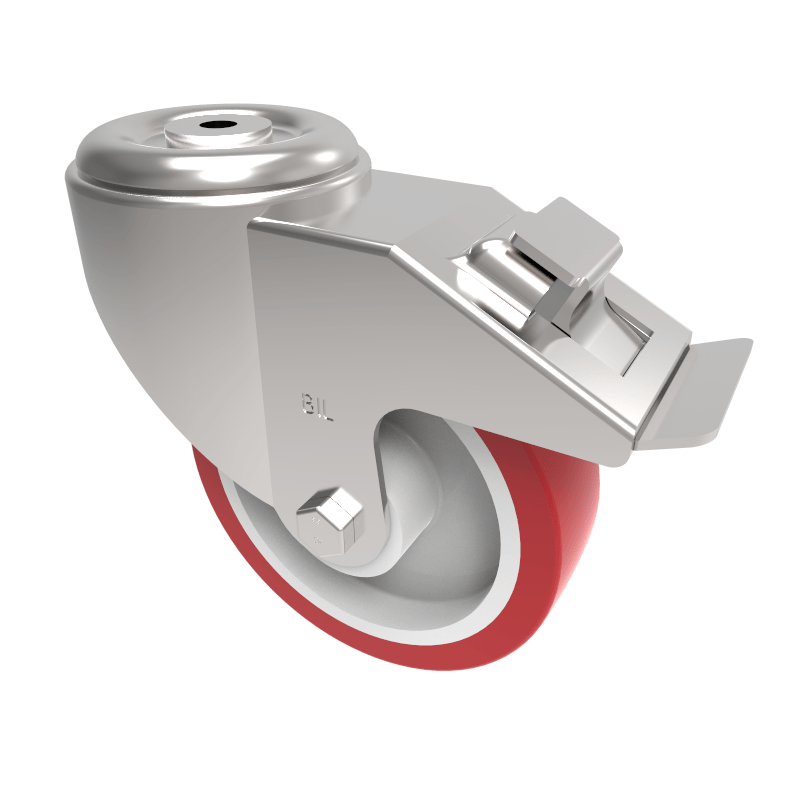 Polyurethane Nylon Bolt Hole Swivel Castor Brake 150mm 500kg Load