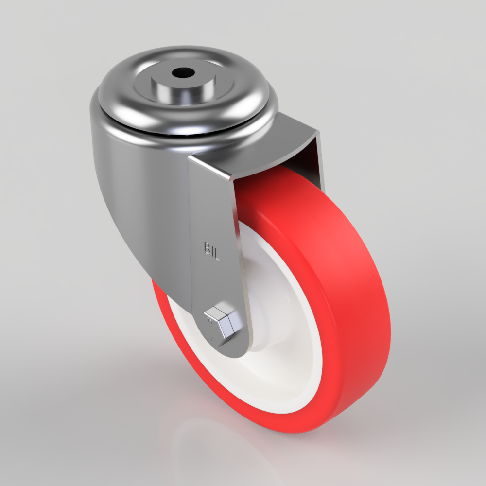 Polyurethane Nylon Bolt Hole Swivel Castor 150mm 350kg Load