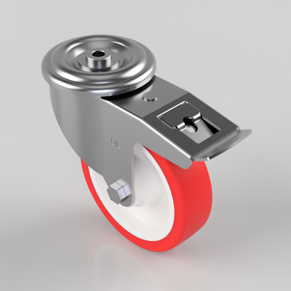 Polyurethane Nylon Bolt Hole Swivel Castor Brake 150mm 350kg Load