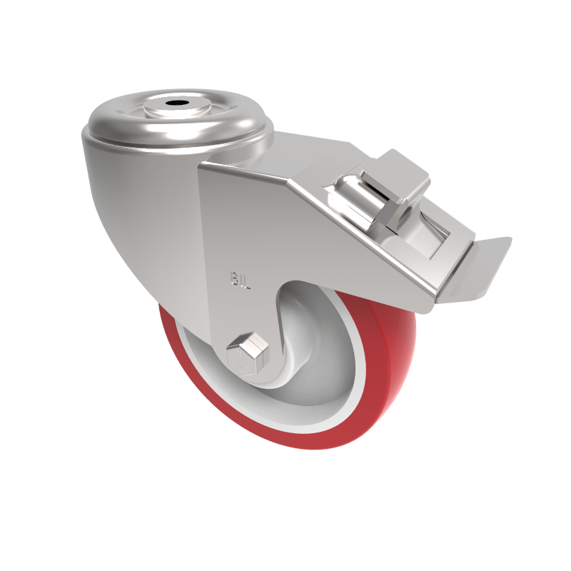 Polyurethane Nylon Bolt Hole Swivel Castor Brake 150mm 500kg Load