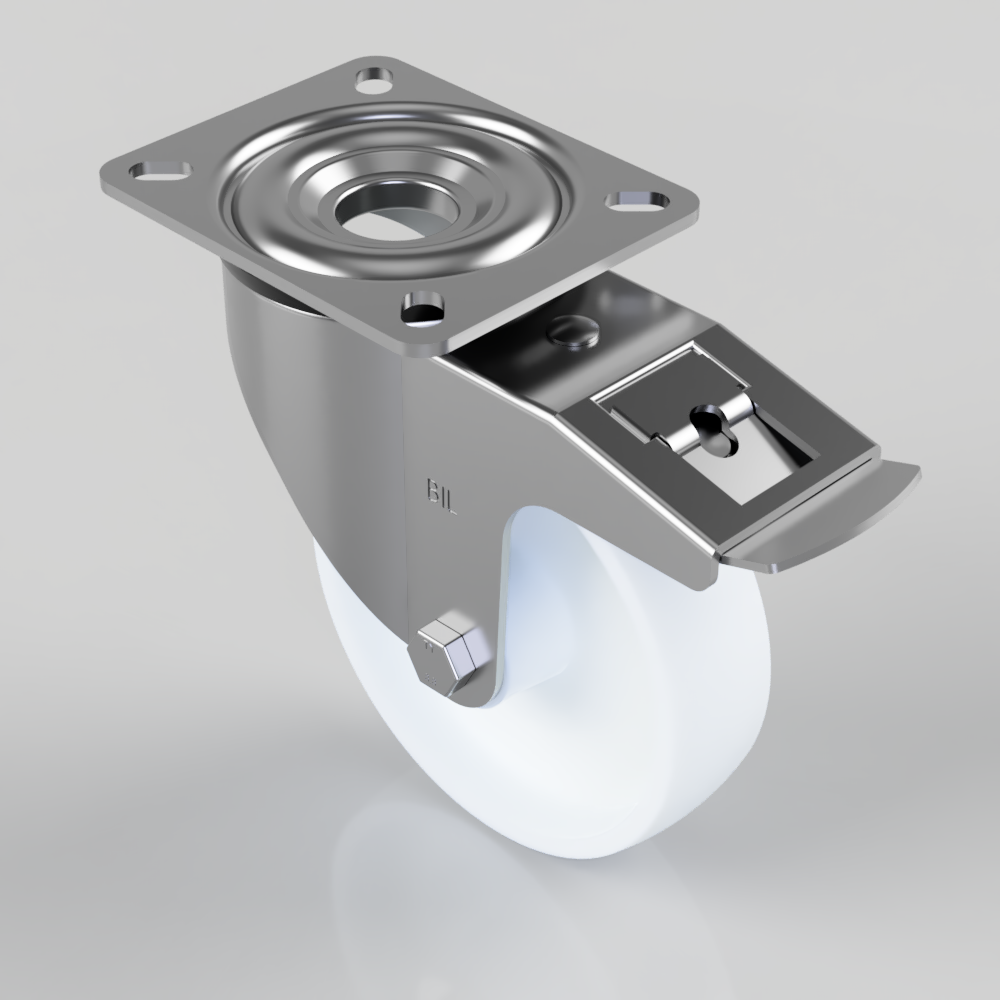 Nylon Plate Swivel Castor Brake 150mm 350kg Load