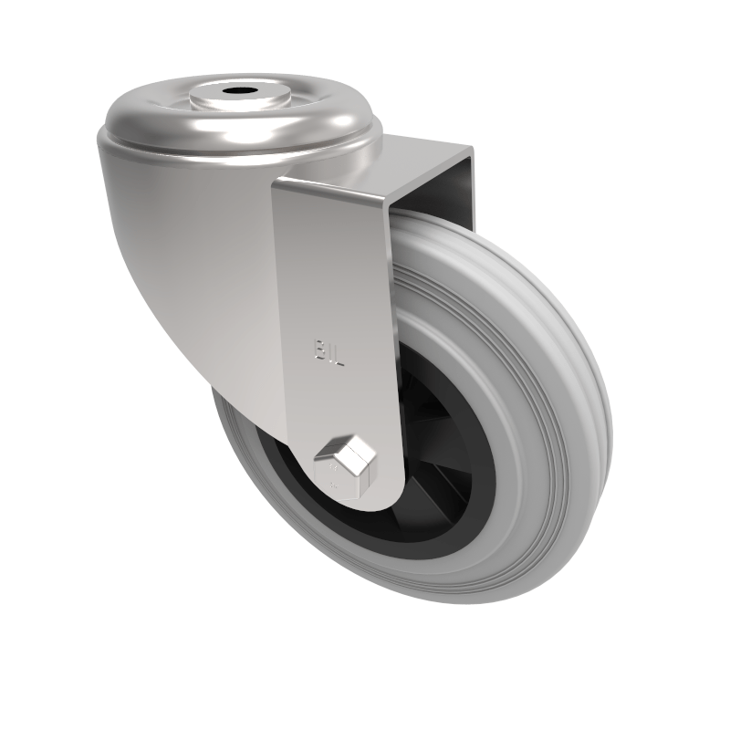 Electrically Conductive Rubber Bolt Hole Swivel Castor 160mm 140kg Load