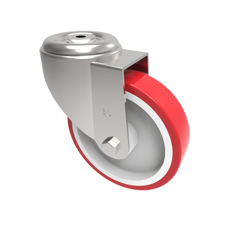 Polyurethane Nylon Bolt Hole Swivel Castor 160mm 350kg Load