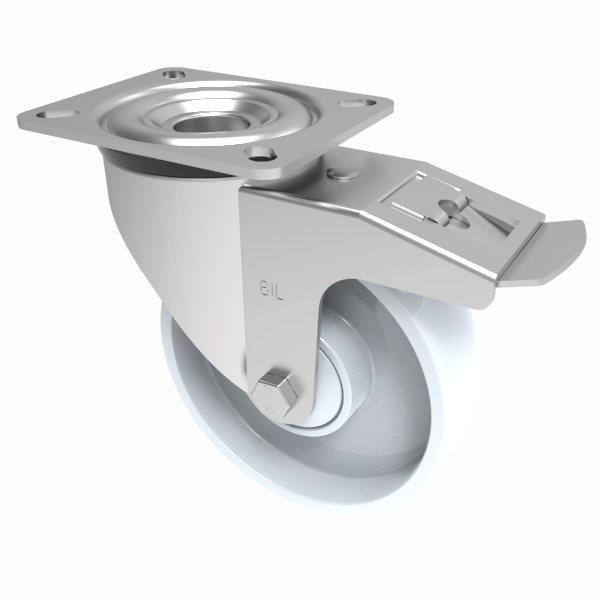 Nylon Plate Swivel Castor Brake 160mm 400kg Load