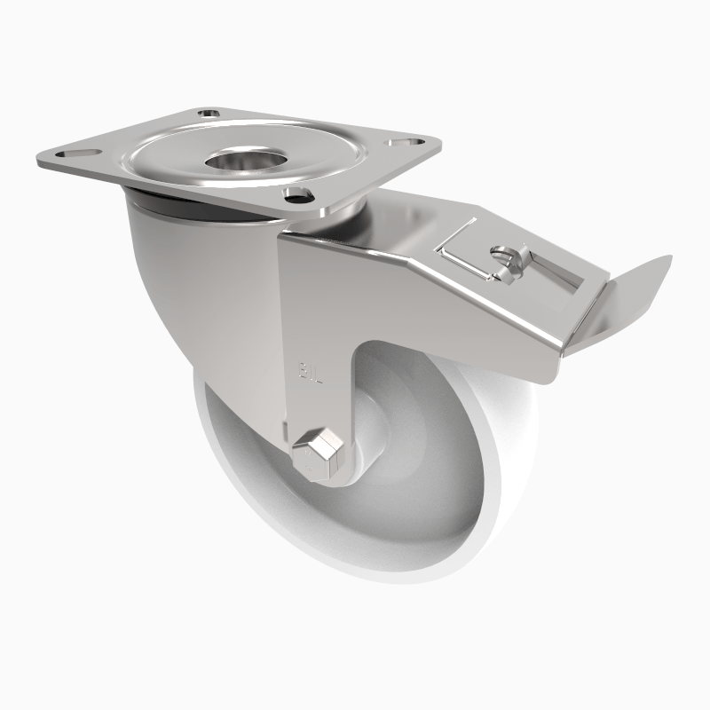 Nylon Plate Swivel Castor Brake 160mm 350kg Load
