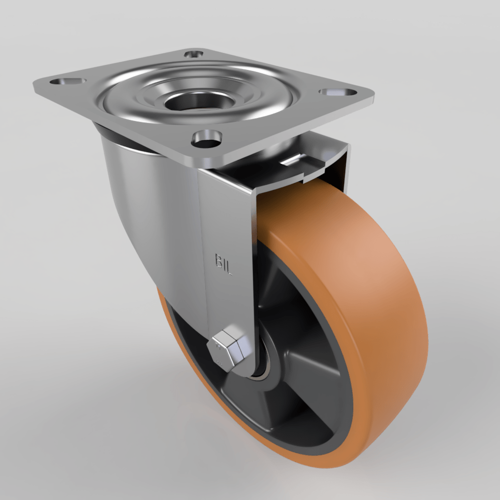 Polyurethane Nylon Plate Swivel Castor 160mm 350kg Load