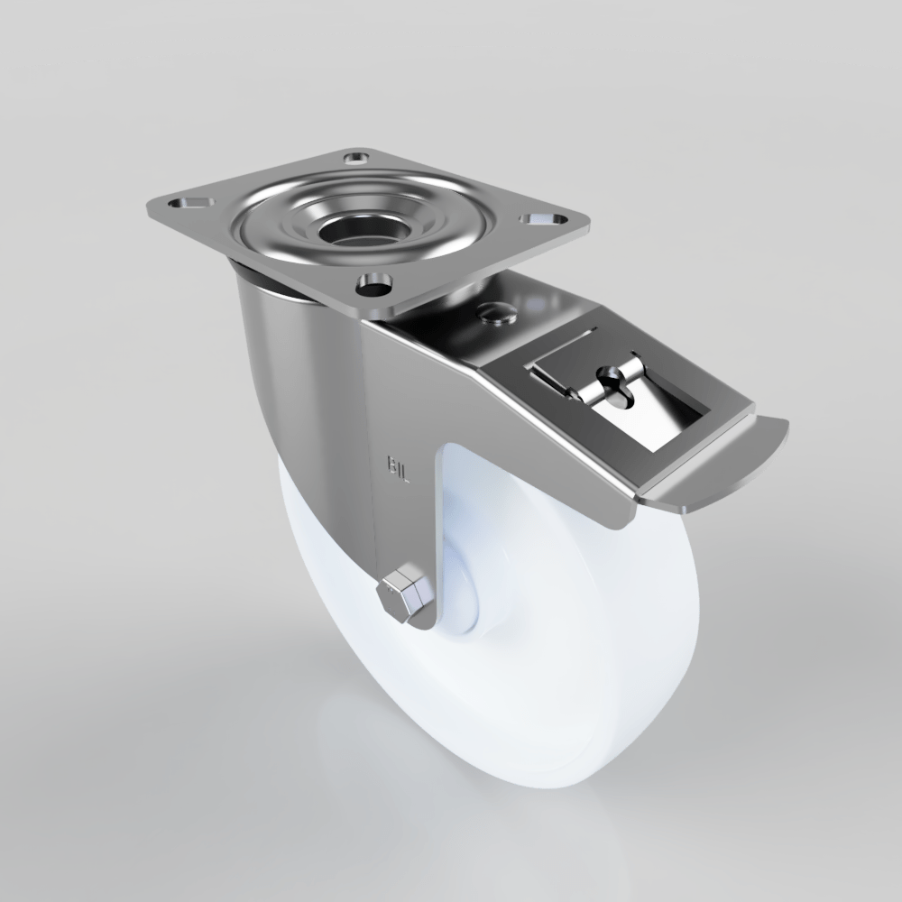 Nylon Plate Swivel Castor Brake 200mm 400kg Load