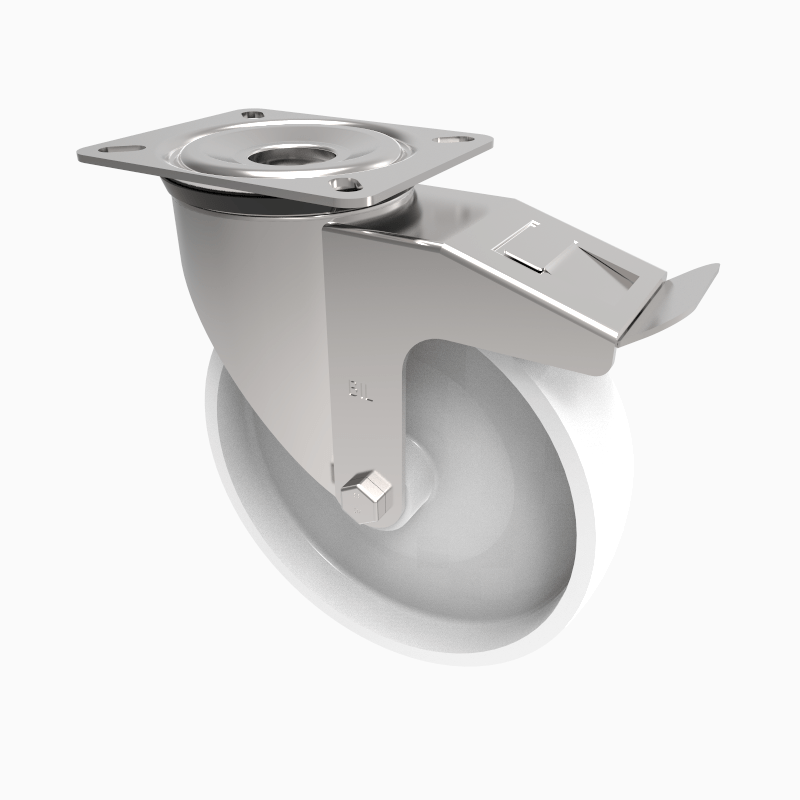 Nylon Plate Swivel Castor Brake 200mm 400kg Load