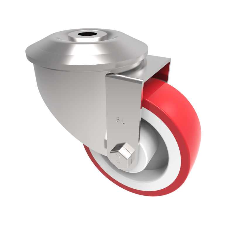 Polyurethane Nylon Bolt Hole Swivel Castor 80mm 150kg Load