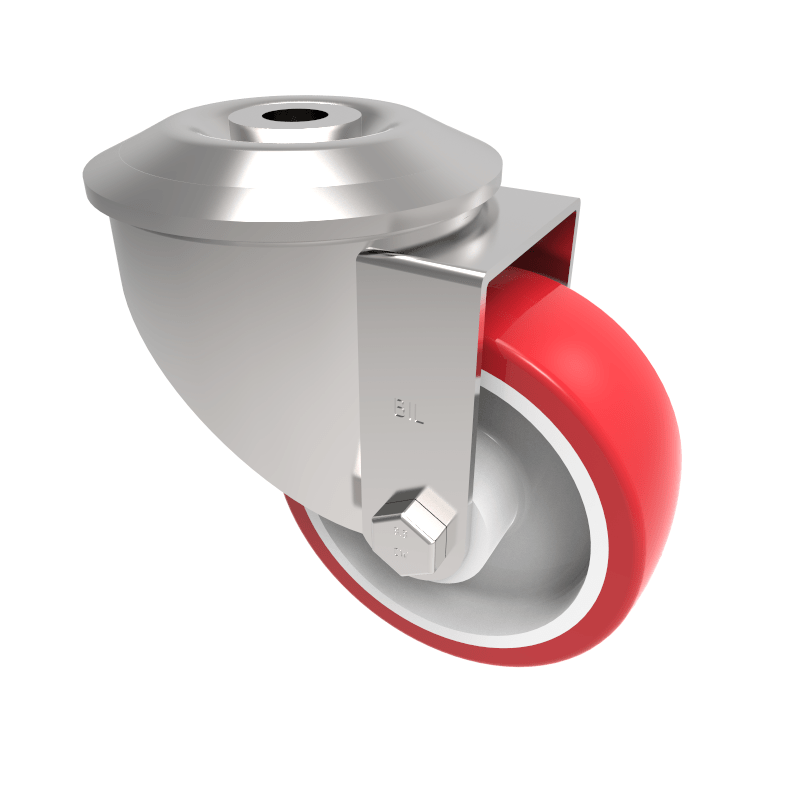 Polyurethane Nylon Bolt Hole Swivel Castor 80mm 150kg Load