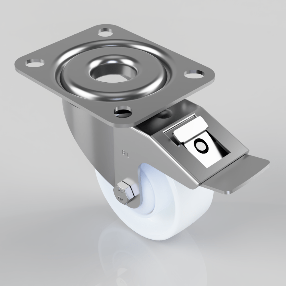 Nylon Plate Swivel Castor Brake 80mm 150kg Load