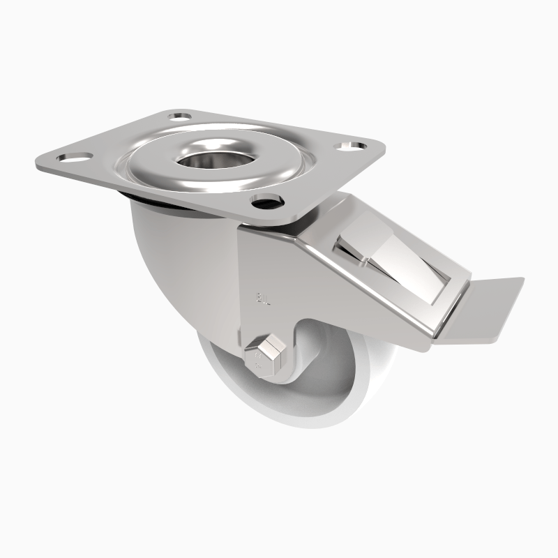 Nylon Plate Swivel Castor Brake 80mm 150kg Load