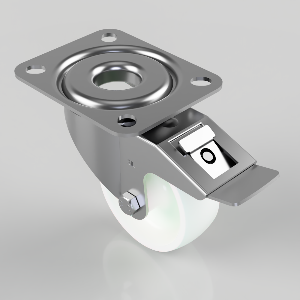 Nylon Plate Swivel Castor Brake 80mm 150kg Load