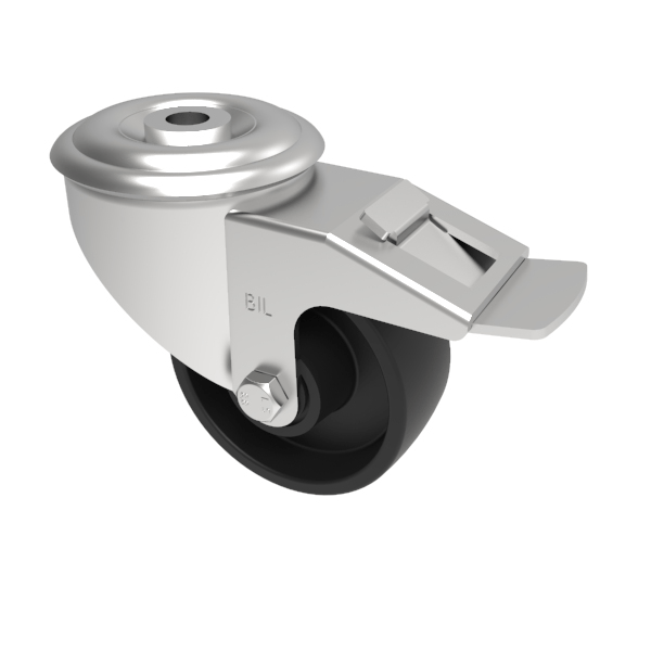 Polypropylene Bolt Hole Swivel Castor Brake 80mm 110kg Load