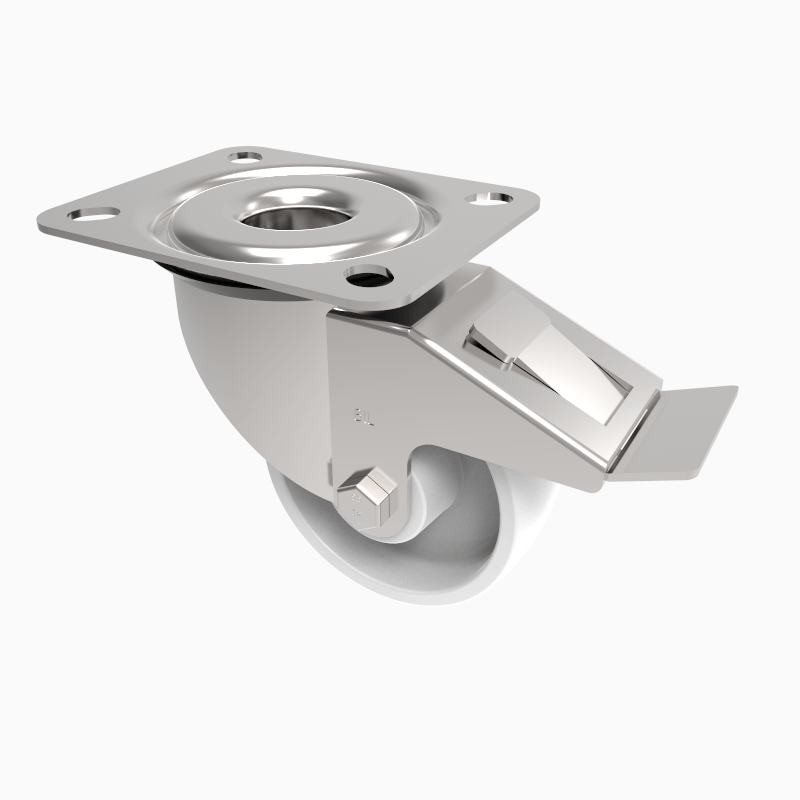 Polypropylene Plate Swivel Castor Brake 80mm 90kg Load