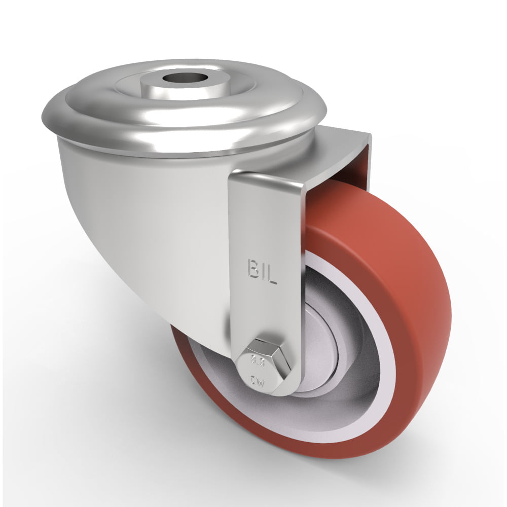 Polyurethane Nylon Bolt Hole Swivel Castor 80mm 150kg Load