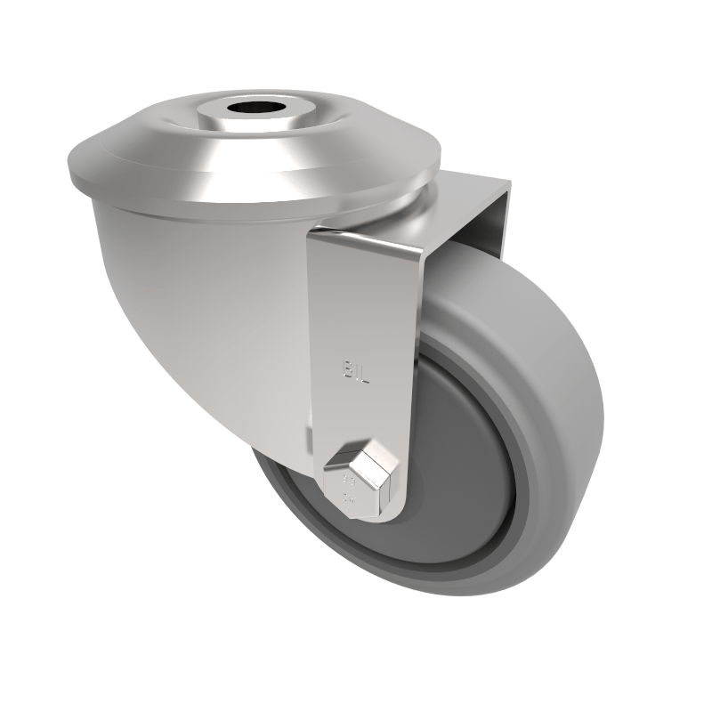 Soft Grey Rubber Bolt Hole Swivel Castor 80mm 90kg Load