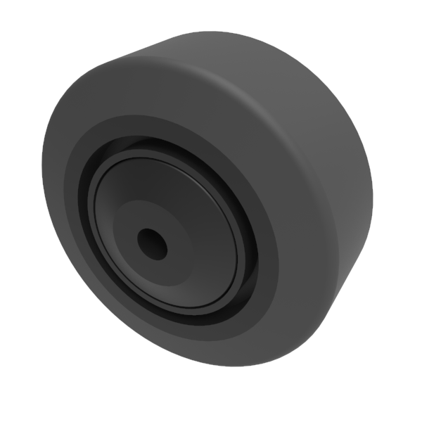 Black Elastic Rubber 65shore A 80mm Ball Bearing Wheel 150kg Load