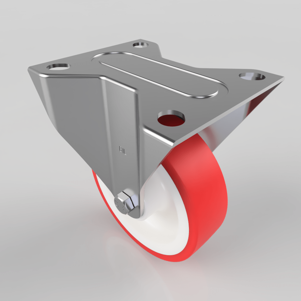 Polyurethane Nylon Plate Fixed Castor 100mm 180kg Load