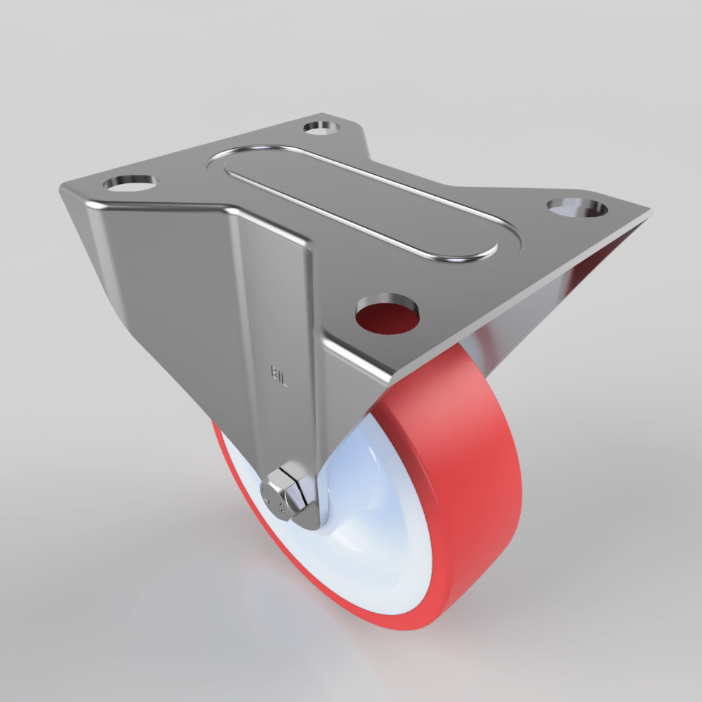Polyurethane Nylon Plate Fixed Castor 100mm 180kg Load